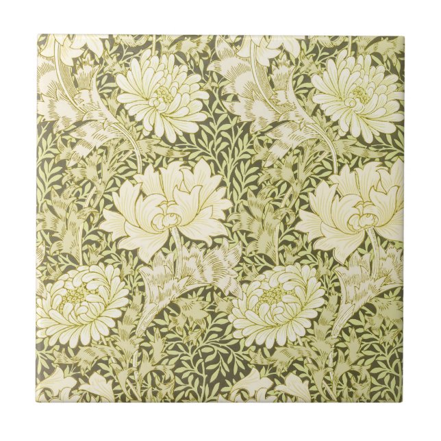 William Morris Chrysanthemum Floral Pattern Ceramic Tile (Front)