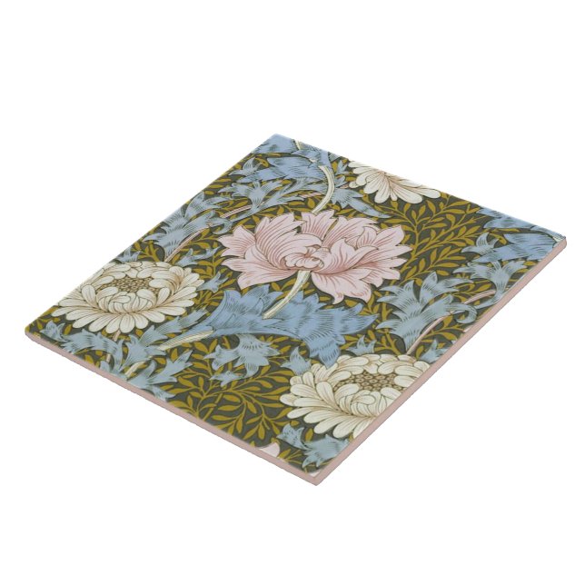  William Morris Chrysanthemum Floral Pattern Folia Ceramic Tile (Side)