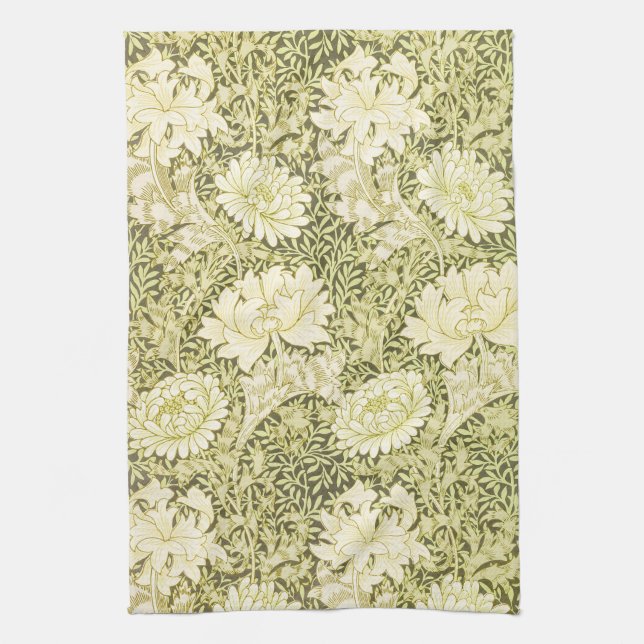 William Morris Chrysanthemum Floral Pattern Tea Towel (Vertical)