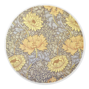 William Morris Chrysanthemum Mum Flowers Ceramic Knob