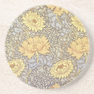 William Morris Chrysanthemum Mum Flowers Coaster