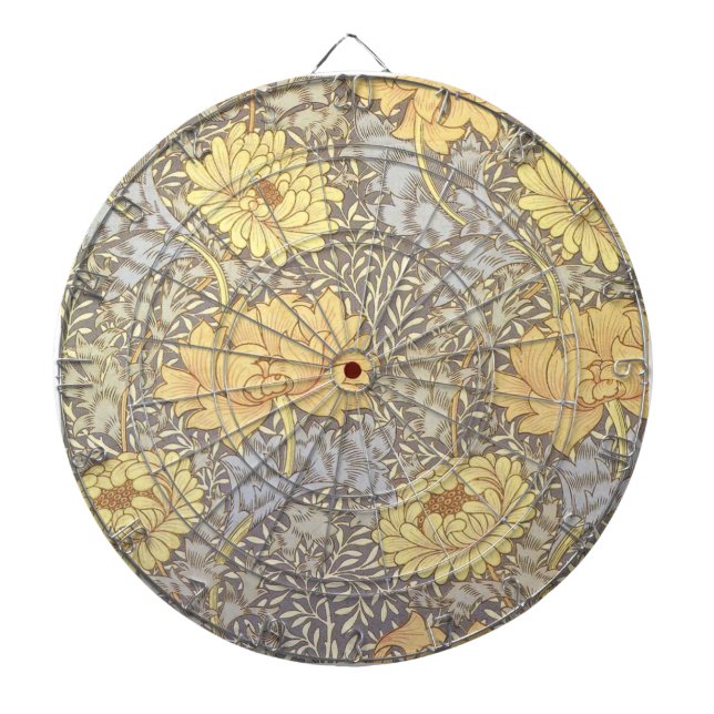 William Morris Chrysanthemum Mum Flowers Dartboard (Front)