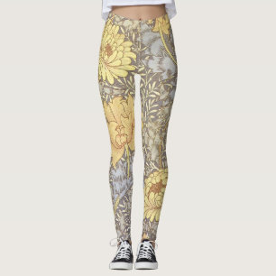 William Morris Chrysanthemum Mum Flowers Leggings