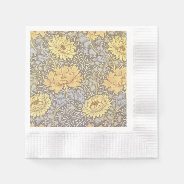 William Morris Chrysanthemum Mum Flowers Napkin (Front)