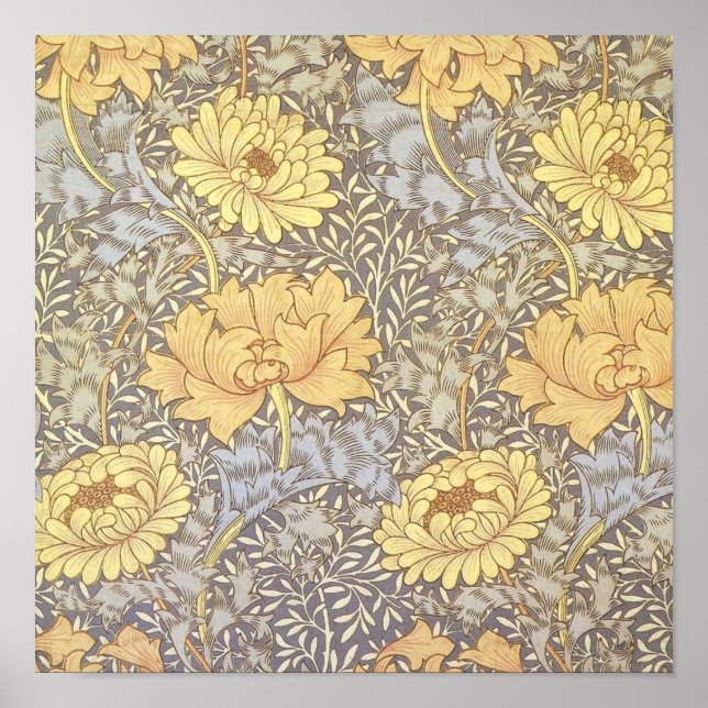 William Morris Chrysanthemum Mum Flowers Poster (Front)