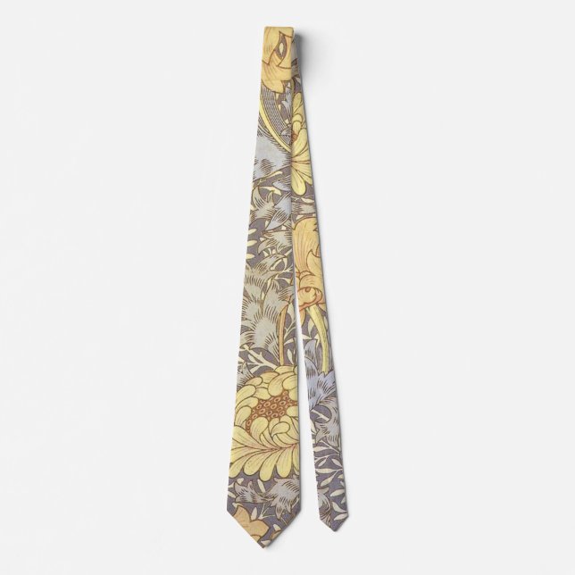 William Morris Chrysanthemum Mum Flowers Tie (Front)