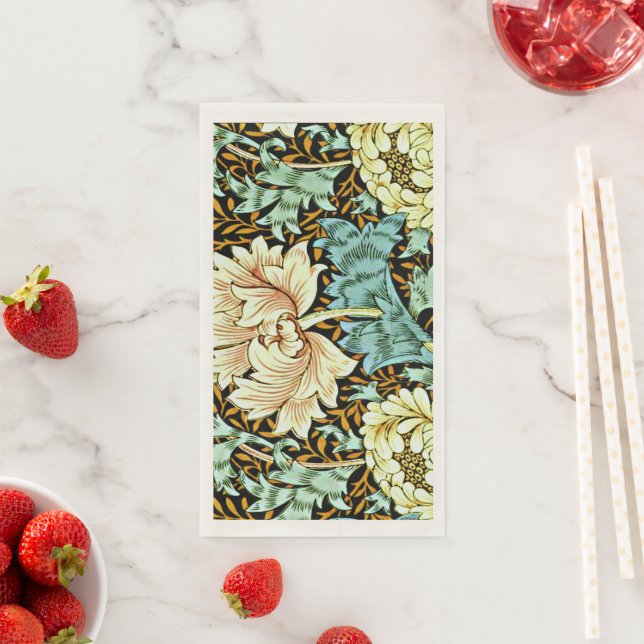 William Morris - Chrysanthemum Pastels Napkin (Insitu)
