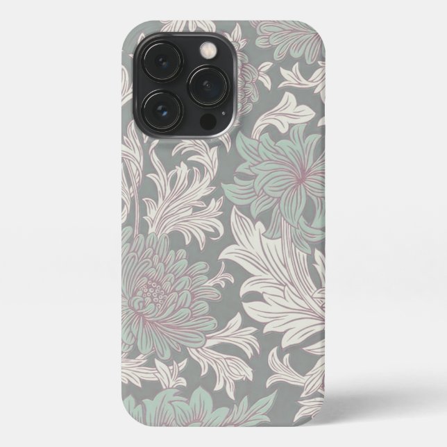 William Morris Chrysanthemum Pattern iPhone Case (Back)