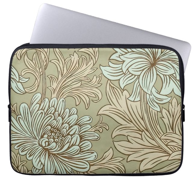 William Morris Chrysanthemum Pattern Laptop Sleeve (Front)