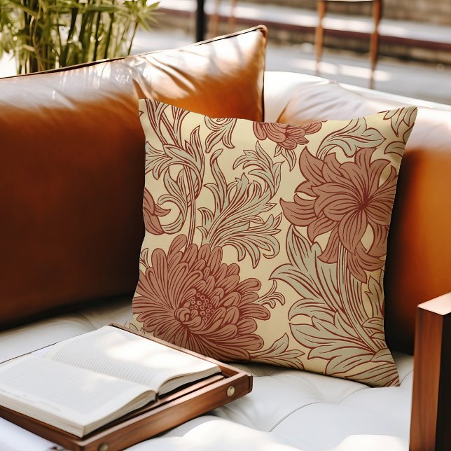 William Morris Chrysanthemum Pattern Throw Pillow (Creator Uploaded)