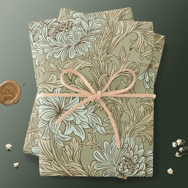 William Morris Chrysanthemum Pattern Wrapping Pape Wrapping Paper Sheet (Creator Uploaded)