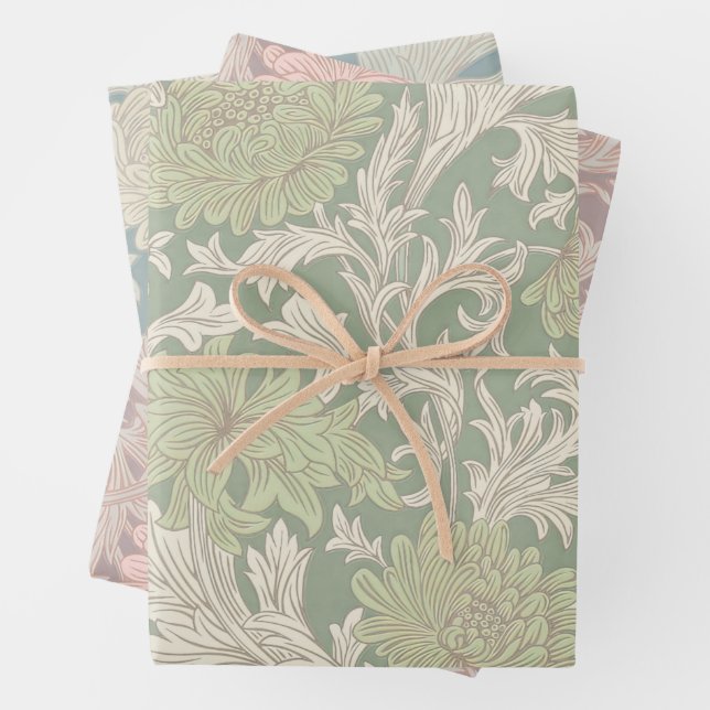 William Morris Chrysanthemum Pattern Wrapping Pape Wrapping Paper Sheet (In situ)