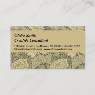 William Morris Chrysanthemum Sage Flower Business Card