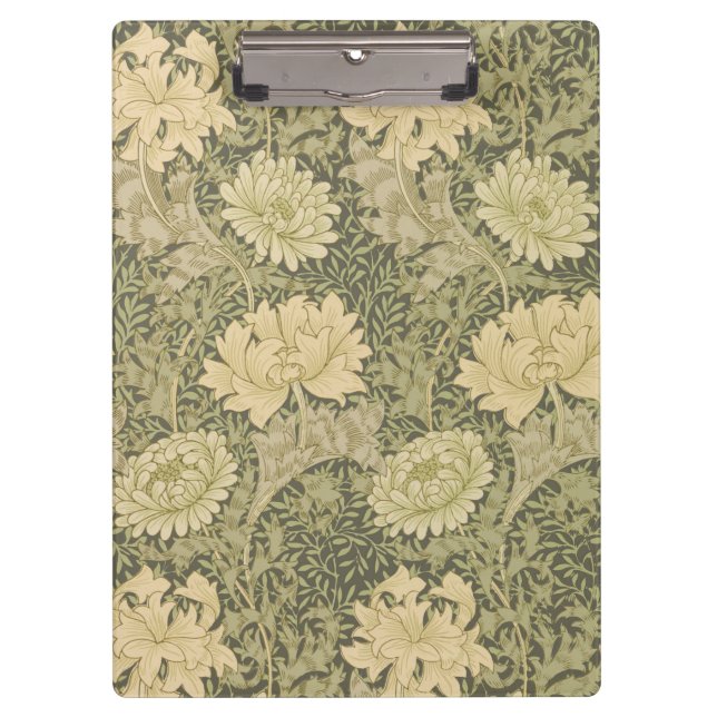 William Morris Chrysanthemum Sage Flower Clipboard (Front)
