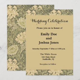 William Morris Chrysanthemum Sage Flower Invitation