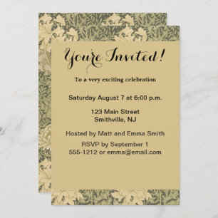 William Morris Chrysanthemum Sage Flower Invitation