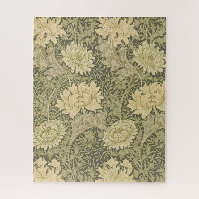William Morris Chrysanthemum Sage Flower Jigsaw Puzzle (Vertical)