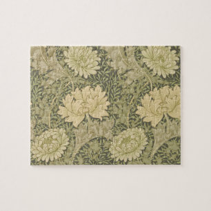 William Morris Chrysanthemum Sage Flower Jigsaw Puzzle