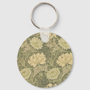 William Morris Chrysanthemum Sage Flower Key Ring