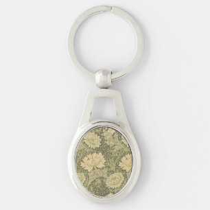 William Morris Chrysanthemum Sage Flower Key Ring