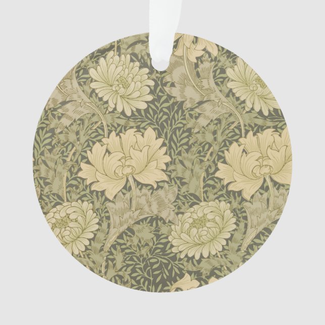 William Morris Chrysanthemum Sage Flower Ornament (Front)