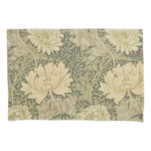 William Morris Chrysanthemum Sage Flower Pillowcase