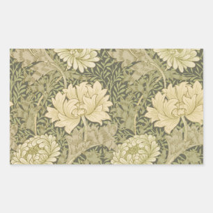 William Morris Chrysanthemum Sage Flower Rectangular Sticker