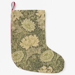 William Morris Chrysanthemum Sage Flower Small Christmas Stocking