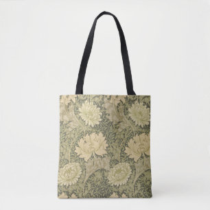 William Morris Chrysanthemum Sage Flower Tote Bag