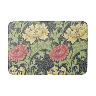 William Morris Chrysanthemum Vintage Floral Art Bath Mat