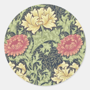 William Morris Chrysanthemum Vintage Floral Art Classic Round Sticker