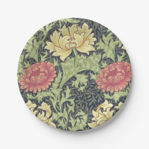 William Morris Chrysanthemum Vintage Floral Art Paper Plate