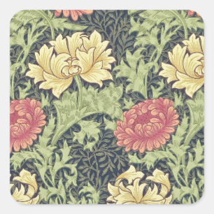 William Morris Chrysanthemum Vintage Floral Art Square Sticker