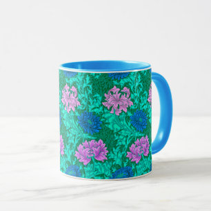 William Morris Chrysanthemums, Aqua and Violet Mug