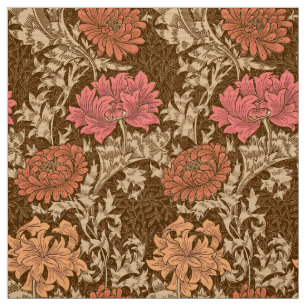 William Morris Chrysanthemums, Brown and Rust Fabric