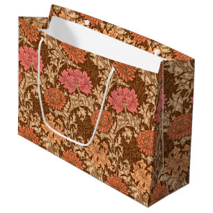 William Morris Chrysanthemums, Brown and Rust Large Gift Bag