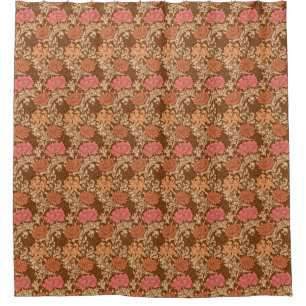William Morris Chrysanthemums, Brown and Rust Shower Curtain