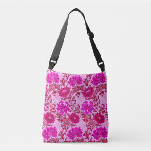 William Morris Chrysanthemums, Burgundy and Pink Crossbody Bag