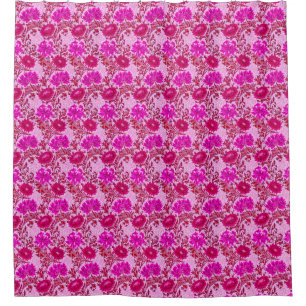 William Morris Chrysanthemums, Burgundy and Pink Shower Curtain