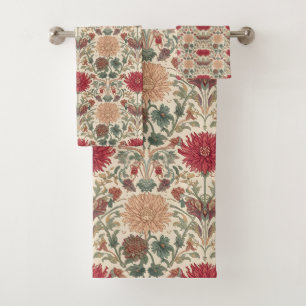 William Morris Chrysanthemums Floral Art Nouveau Bath Towel Set