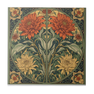  William Morris Chrysanthemums Floral Art Nouveau  Ceramic Tile