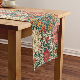  William Morris Chrysanthemums Floral Art Nouveau  Short Table Runner