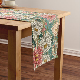 William Morris Chrysanthemums Floral Art Nouveau Short Table Runner