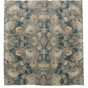 William Morris Chrysanthemums Floral Art Nouveau Shower Curtain