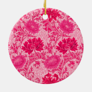 William Morris Chrysanthemums, Fuchsia Pink  Ceramic Ornament