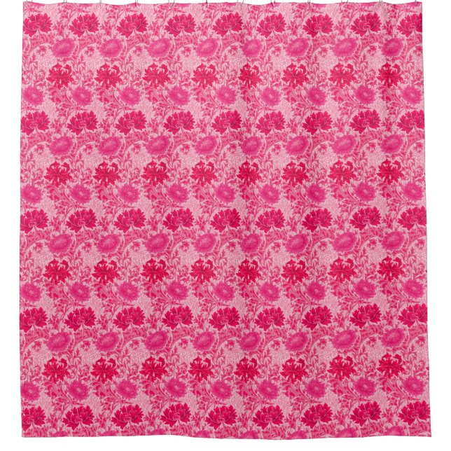 William Morris Chrysanthemums, Fuchsia Pink Shower Curtain (Front)