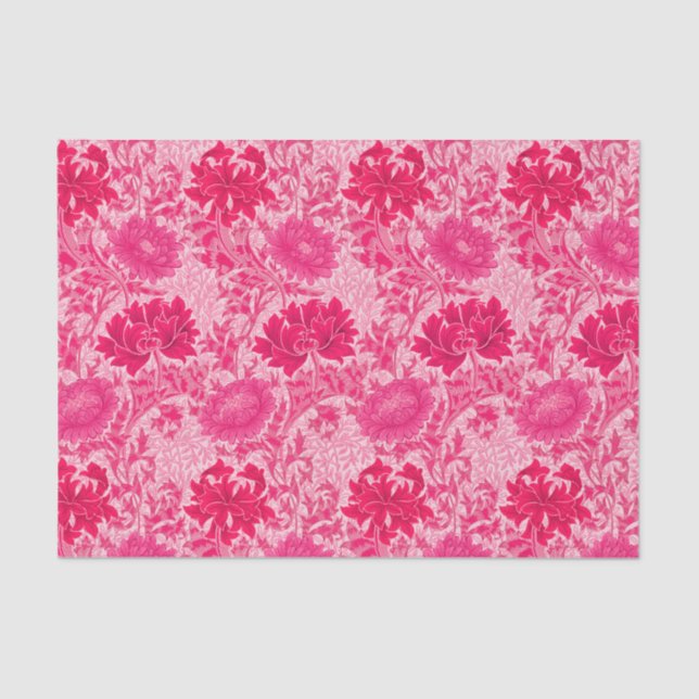 William Morris Chrysanthemums, Fuchsia Pink Tissue Paper (Front)