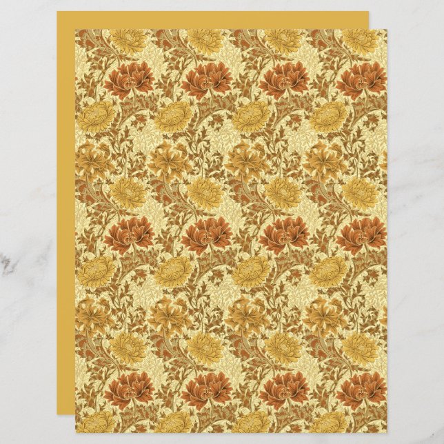 William Morris Chrysanthemums, Mustard Gold  (Front/Back)