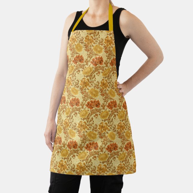 William Morris Chrysanthemums, Mustard Gold  Apron (Insitu)