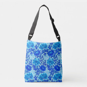 William Morris Chrysanthemums Shades of Denim Blue Crossbody Bag